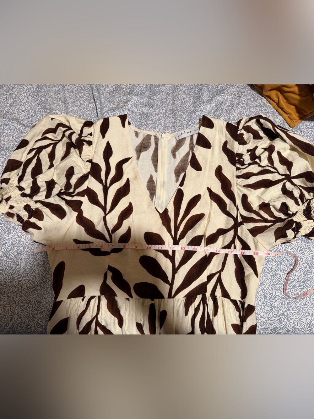 Petal & Pup Cream Maxi Dress with Brown Leaf Print - Picture 4 of 5